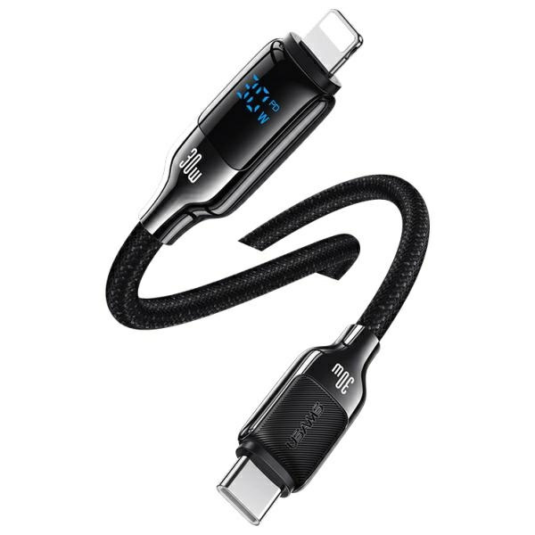 USAMS Kabel USB-C na Lightning 30W 1.2m   Digital Display Zinc Alloy Fast Charging Data Cable HX Series SJ741USB02 (US-SJ741)