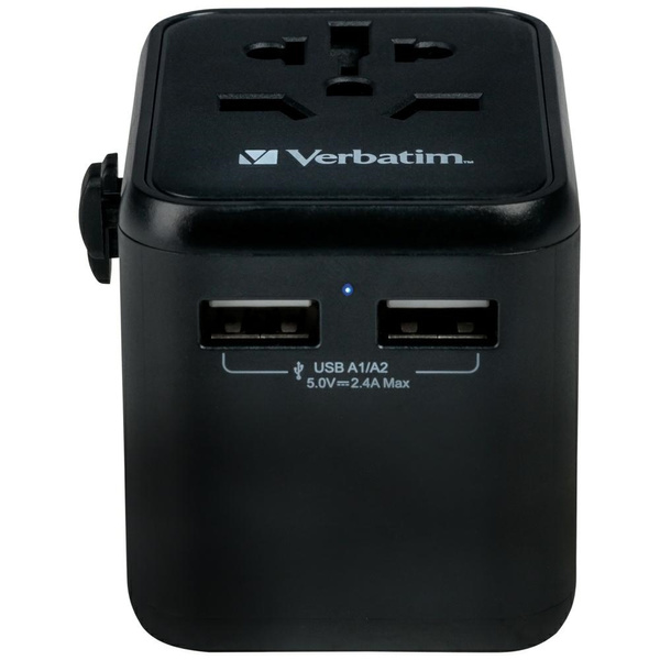 Verbatim Adapter podróżny EU/UK/US2xUSB-A UTA-01 czarny/black 49543