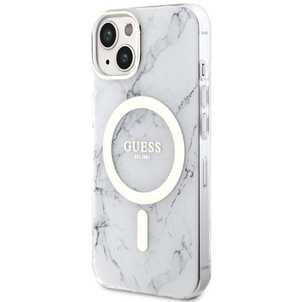 Guess GUHMP14MPCUMAH iPhone 14 Plus/ 15 Plus 6.7" biały/white hardcase Marble MagSafe