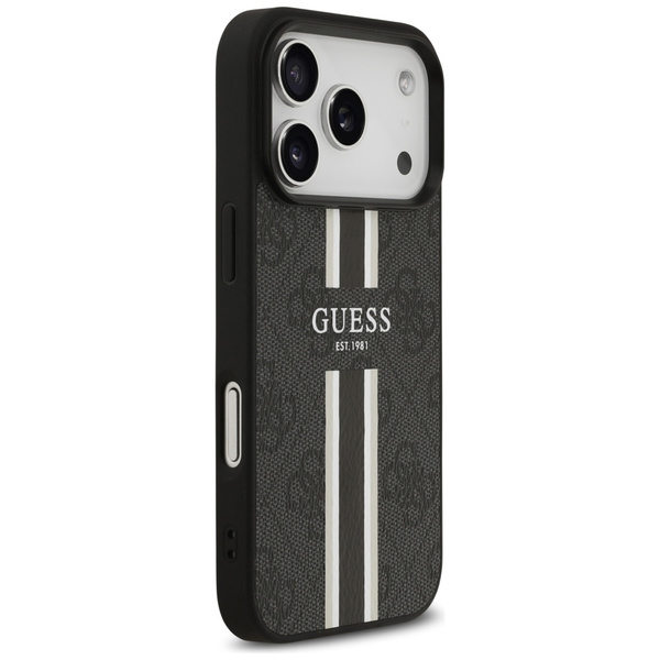 Etui Guess 4G Printed Stripes MagSafe do iPhone 17 Pro czarny