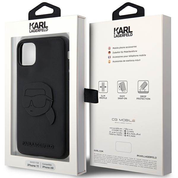 Etui Karl Lagerfeld Rubber Karl Head 3D na iPhone 11 / Xr - czarne