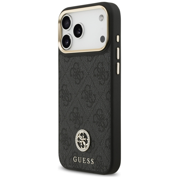 Etui Guess 4G Srtass Logo & Big Strap    Metal Buttons MagSafe do iPhone 17 Pro Max czarny