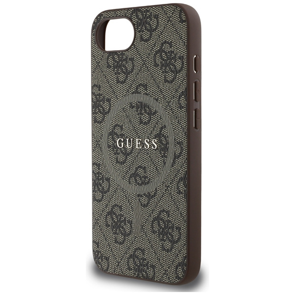 Etui Guess 4G Ring Classic Logo MagSafe  do iPhone 16e brązowy