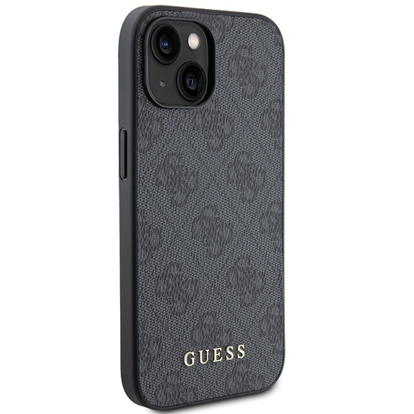 Guess GUHCP15SG4GFGR iPhone 15 / 14 / 13 6.1" szary/grey hard case 4G Metal Gold Logo
