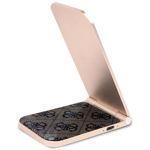Guess składana ład. indukcyjna2w1 GUDCFAL4PEGW 15W brązowy/brown 4G Pattern MagSafe
