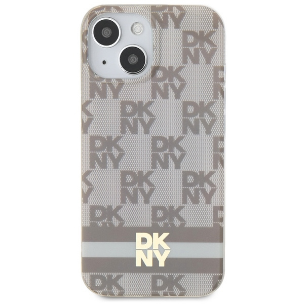 DKNY DKHMP15MHCPTSE iPhone 15 Plus /14 Plus 6.7" beżowy/beige hardcase IML Checkered Mono Pattern & Printed Stripes MagSafe