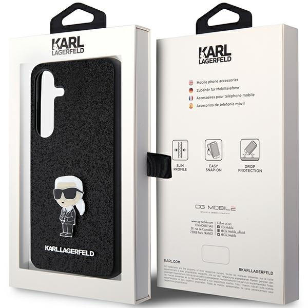 Etui Karl Lagerfeld Fixed Glitter Ikonik Logo Metal Pin na Samsung Galaxy S24 - czarne