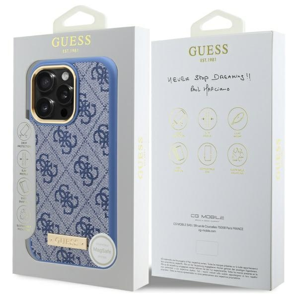 Guess GUHMP16XU4GPRB iPhone 16 Pro Max6.9" niebieski/blue hardcase 4G Logo Plate MagSafe