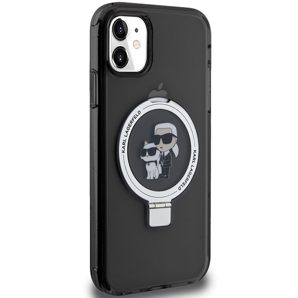 Etui Karl Lagerfeld Ring Stand Karl&Choupettte MagSafe na iPhone 11 / Xr - czarne