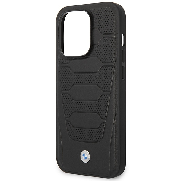 Etui BMW Leather Seats Pattern na iPhone 14 Pro Max - czarne