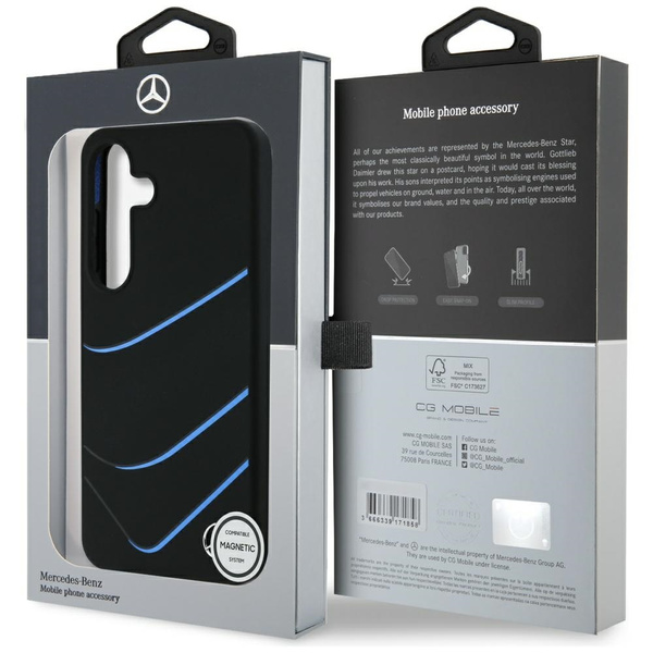 Etui Mercedes Silicone Contrasted Curves  MagSafe do Samsung Galaxy S25 czarny