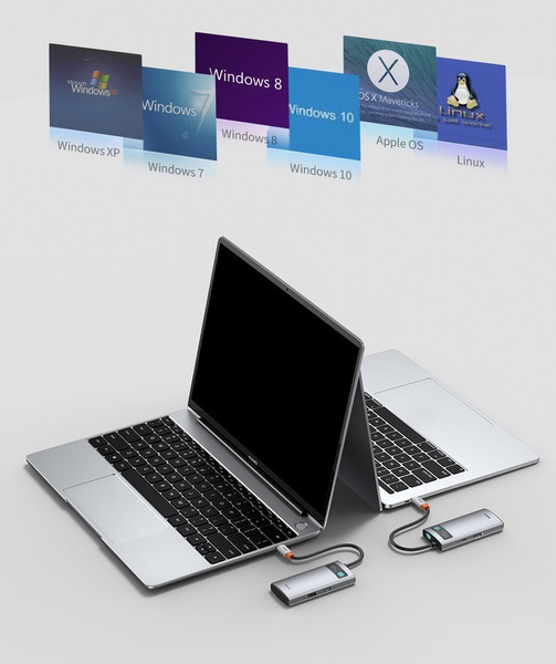 Baseus Metal Gleam 4in1 multifunctional HUB USB Type C - USB Type C Power Delivery 100 W / HDMI 4K 30 Hz / 1x USB 3.2 Gen 1 / 1x USB 2.0 (CAHUB-CY0G)