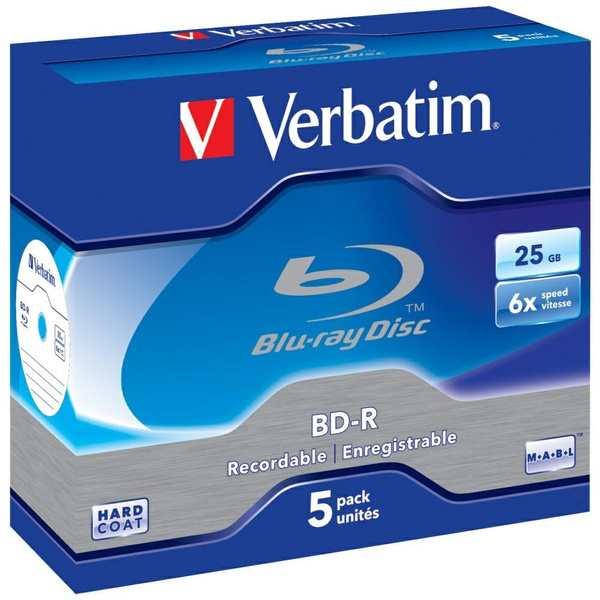 Płyty Blu-ray Verbatim 25GB 6X BD-R SL   5szt biały 43715