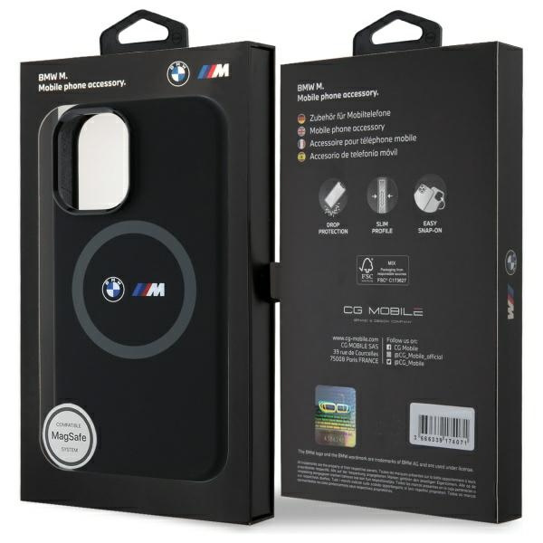 BMW BMHMP16S23SROK iPhone 16 6.1"         czarny/black hardcase M Silicone Printed Ring MagSafe