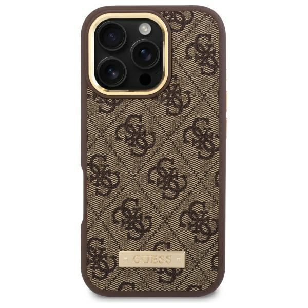 Guess GUHMP16LU4GPRW iPhone 16 Pro6.3" brązowy/brown hardcase 4G Logo Plate MagSafe