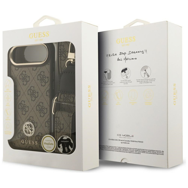 Etui Guess 4G Strass Logo & Big Strap    Metal Buttons MagSafe do iPhone Air brązowy