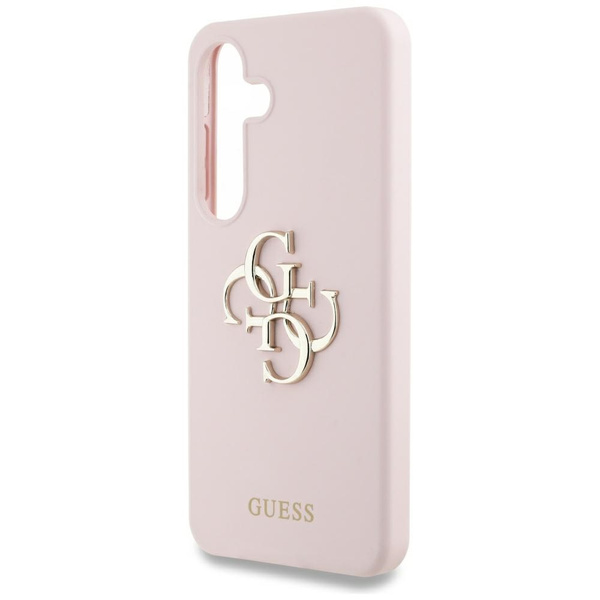 Etui Guess Silicone Big 4G Logo Bottom Script Samsung Galaxy S25 różowy