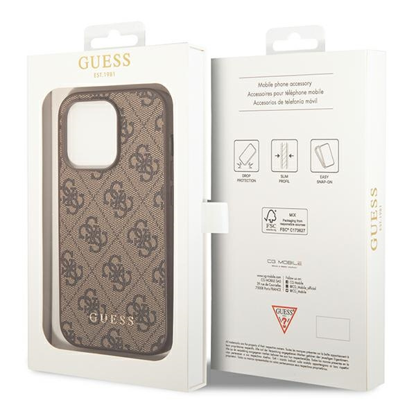 Guess GUHCP14XG4GFBR iPhone 14 Pro Max6,7" brązowy/brown hard case 4G Metal Gold Logo
