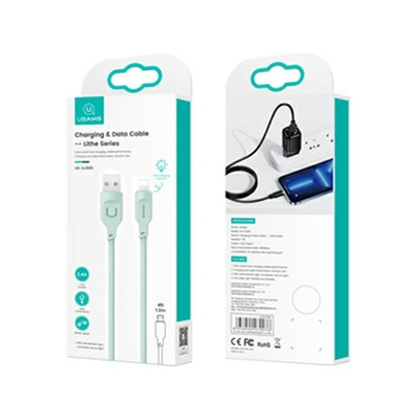 USAMS Kabel lightning 2,4A 1,2m Fast Charging Lithe Series  zielony/green SJ565USB04 (US-SJ565)