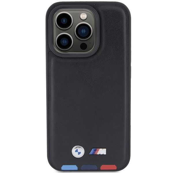 Etui BMW Leather Stamp Tricolor do iPhone 15 Pro - czarne