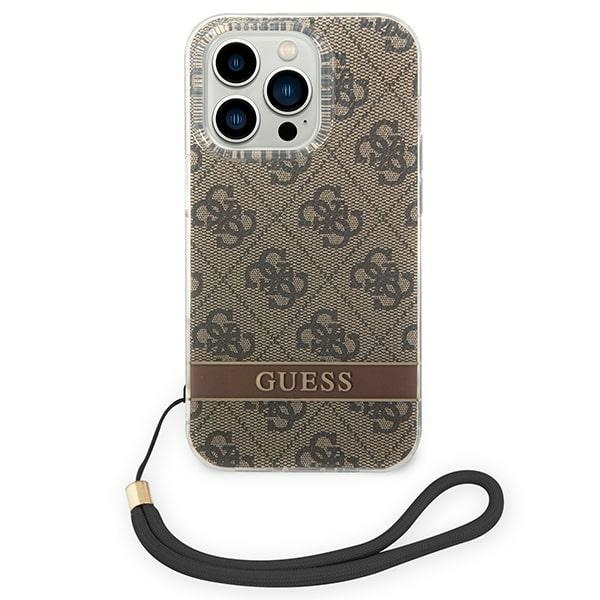 Guess GUOHCP14XH4STW iPhone 14 ProMax 6,7" brązowy/brown hardcase 4G Print Strap