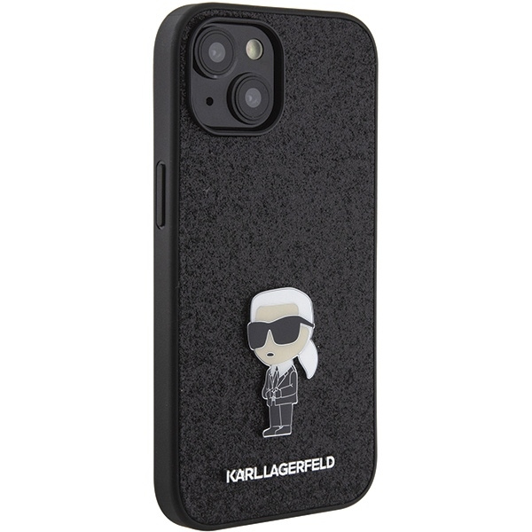 Etui Karl Lagerfeld Fixed Glitter Ikonik Logo Metal Pin do iPhone 15 - czarne