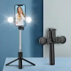 Selfie stick WR1YXS telescopic tripod 0.71m with round lamp - black