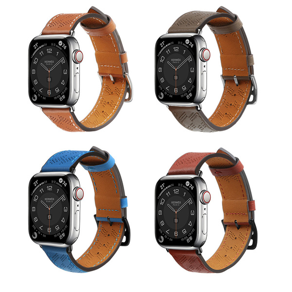 Strap Leather skórzany pasek Apple Watch Ultra, SE, 8, 7, 6, 5, 4, 3, 2, 1 (49, 45, 44, 42 mm) opaska bransoleta czerwony