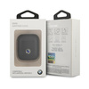 BMW BMA2SSLBK AirPods 1/2 cover  czarny/black Geniune Leather Silver Logo