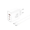 FONENG ładowarka sieciowa Gan50-EU GaN PD 65W 2xUSB-C + 1xUSB QC3.0 + kabel USB-C - USB-C Biały