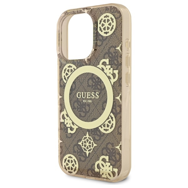 Guess GUHMP16LH4PYEEW iPhone 16 Pro6.3" brązowy/brown hardcase IML Peony On 4G Background MagSafe