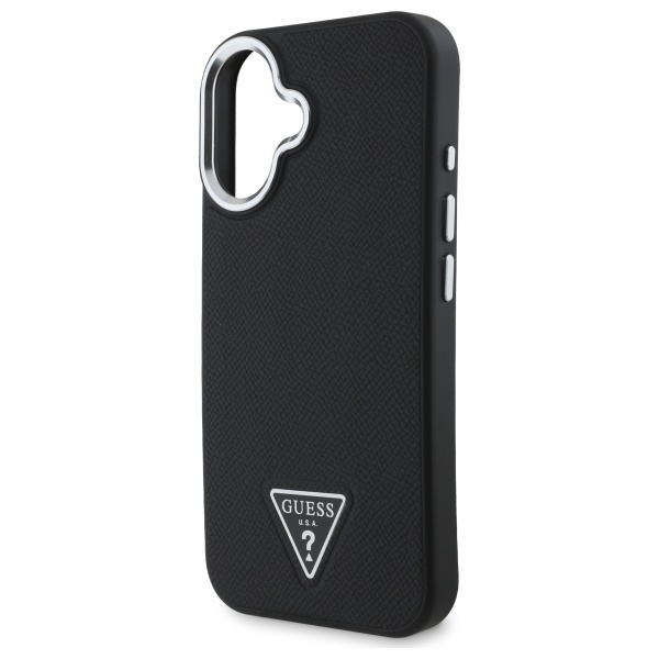 Guess GUHMP16SPGTSPSK iPhone 16 6.1" czarny/black hardcase Grained Triangle MagSafe