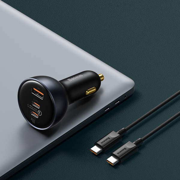 Baseus ładowarka samochodowa QC 5 PD 160W 1x USB 2x USB-C czarna + kabel USB-C - USB-C