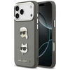 Etui Karl Lagerfeld FW Grained Karl &    Choupette Heads Pins & Logo do iPhone 17 Pro Max szary