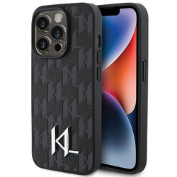KARL LAGERFELD KLHCP15XPKLPKLK IPHONE 15 PRO MAX 6.7 "BLACK/BLACK HARDCASE LEATHER MONOGRAM HOT STAMP METAL LOGO