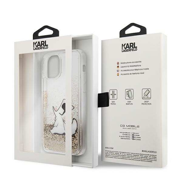 KARL LAGERFELD KLHCP12MGCFD IPHONE 12 / 12 PRO 6,1" ZŁOTY/GOLD HARDCASE LIQUID GLITTER CHOUPETTE FUN