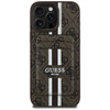Etui Guess 4G Stripes z portfelem        Magsafe do iPhone 16 Pro Max brązowy