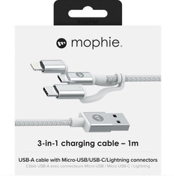 MOPHIE CABLE MICRO-USB / USB-C / LIGHTNING 1M WHITE