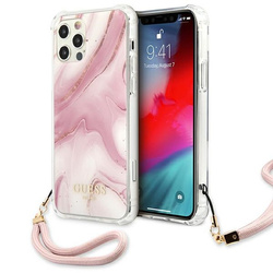 Guess GUHCP12MKSMAPI iPhone 12/12 Pro6,1" różowy/pink hardcase Marble Collection