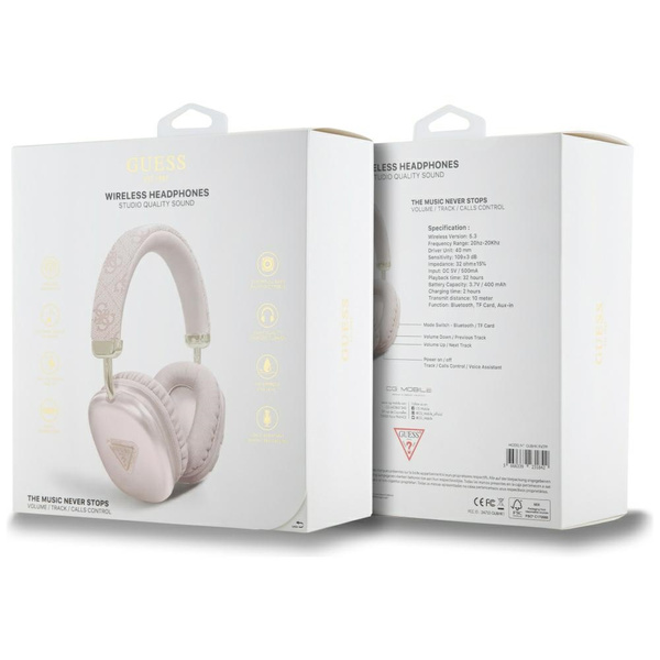 Słuchawki nauszne Guess Bluetooth 5.3 4G Triangle Logo różowy