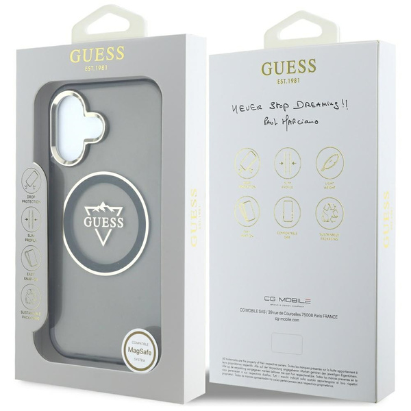 Etui Guess IML Metal Mountain Logo       MagSafe do iPhone 16 czarny