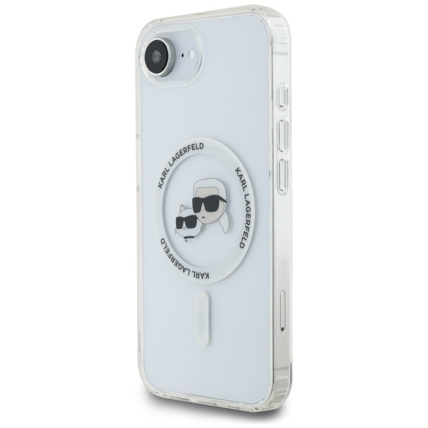 Etui Karl Lagerfeld IML Metal Karl &     Choupette Heads MagSafe do iPhone 16e biały