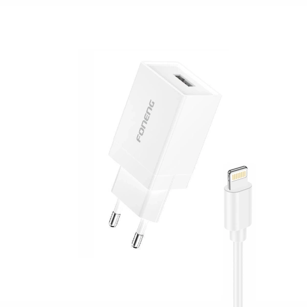 FONENG wall charger K210 2.1A 10W 1xUSB + cable Lightning White