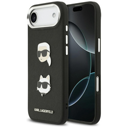 Etui Karl Lagerfeld FW Grained Karl &    Choupette Heads Pins & Logo do iPhone Air czarny