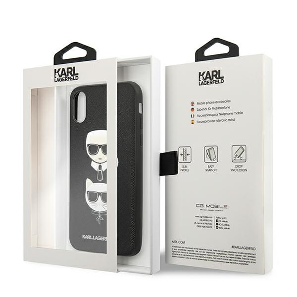Karl Lagerfeld Saffiano Karl&amp;Choupette Head case for iPhone XS Max - black