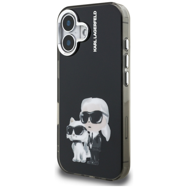 Etui Karl Lagerfeld IML Aquarelle Karl   & Choupette & Logo do iPhone 16 czarny