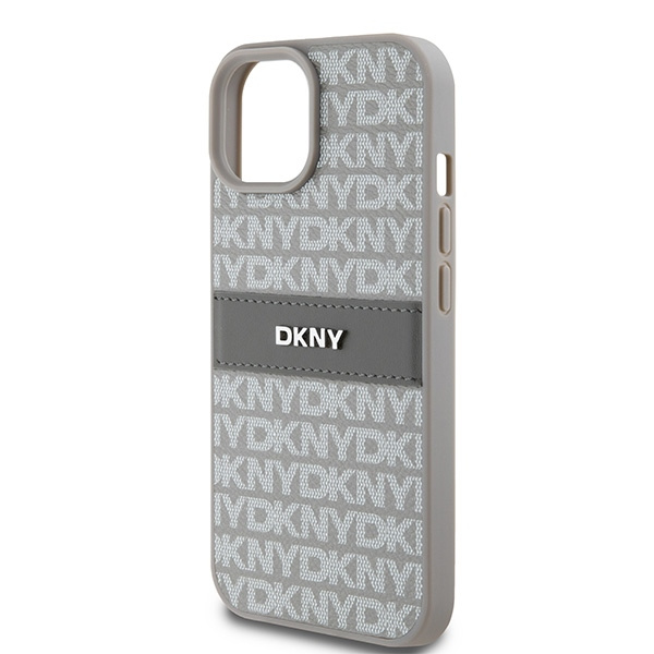 DKNY DKHCP15SPRTHSLE iPhone 15 / 14 / 136.1" beżowy/beige hardcase Leather Mono Stripe & Metal Logo