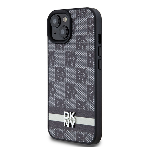 DKNY DKHCP14SPCPTSSK iPhone 14 / 15 / 136.1" czarny/black hardcase Leather Checkered Mono Pattern & Printed Stripes