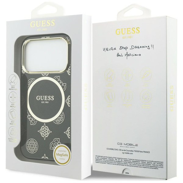 Etui Guess IML Peony Dot MagSafe do      iPhone 17 Pro czarny
