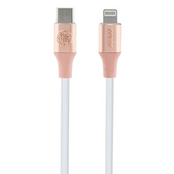 Guess GUCLLALRGDP kabel USB-C -Lightning 1.5m Fast Charging różowy/pink Ebossed Logo